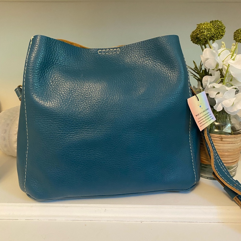 NEW Portland Leather Goods Butterly Bucket Bag in Turquoise.